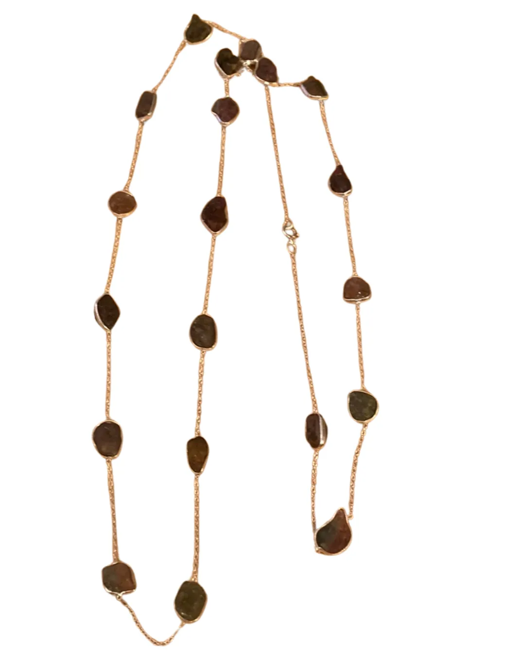 Raw cut stone Silver Necklace