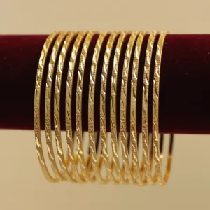 Real Gold Tone Set of 12 Bangles - SS014 - Daily Wear/Office Wear/Function Wear Bangles