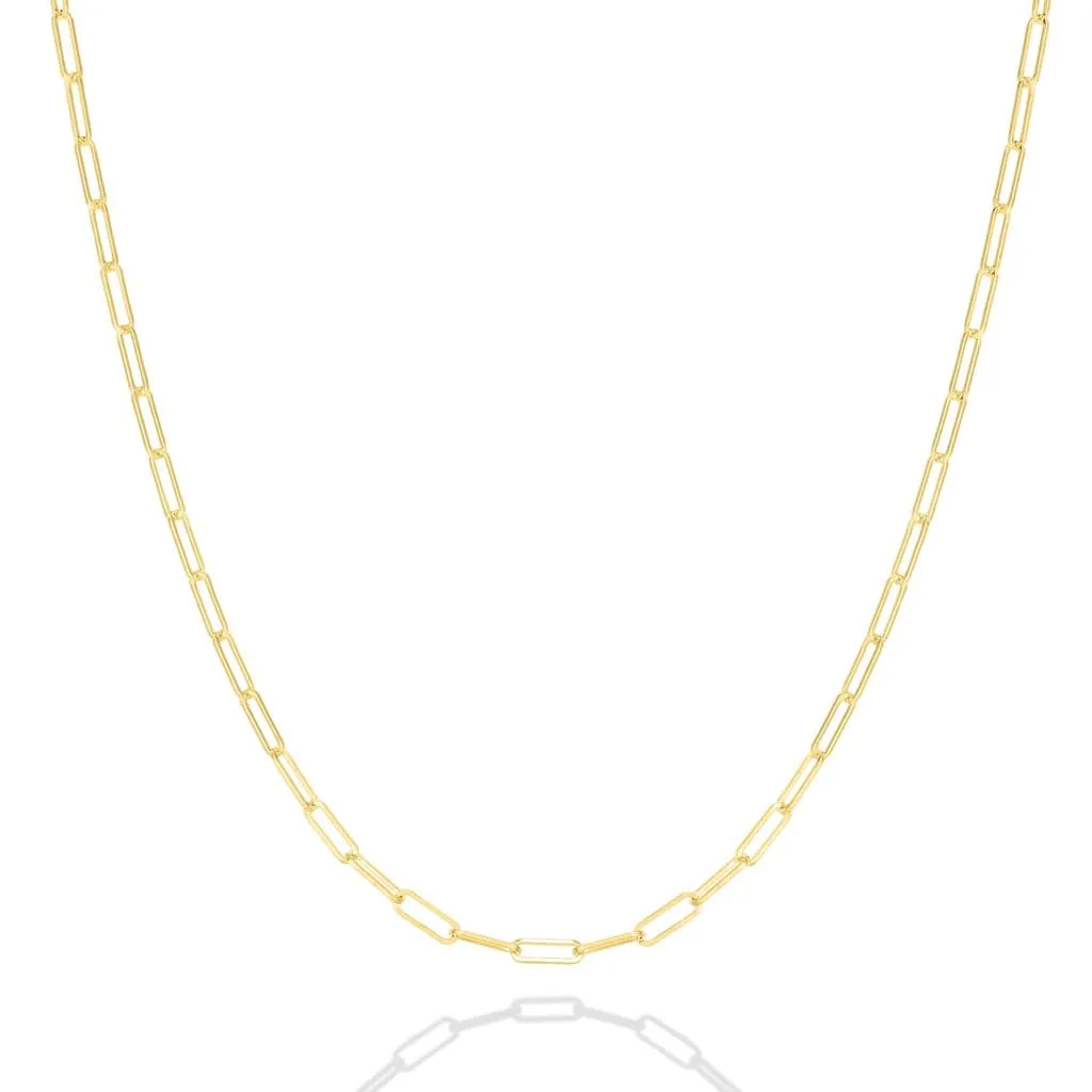 Rich 14K Yellow Gold Medium Paperclip Link Chain 16"