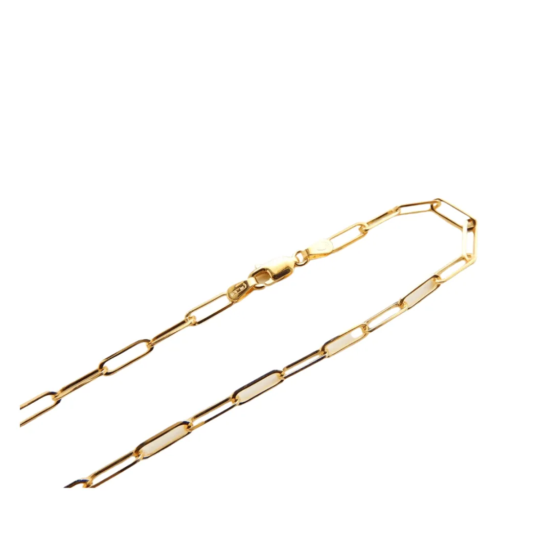 Rich 14K Yellow Gold Medium Paperclip Link Chain 16"