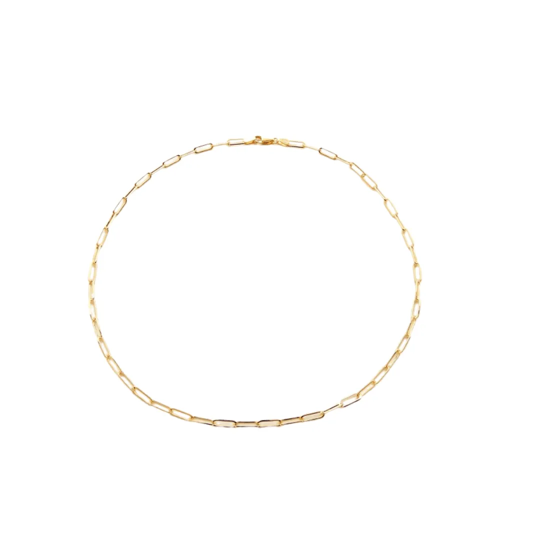 Rich 14K Yellow Gold Medium Paperclip Link Chain 16"