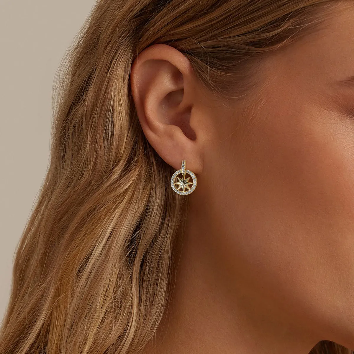 Round Charm Star Earring Studs For Women