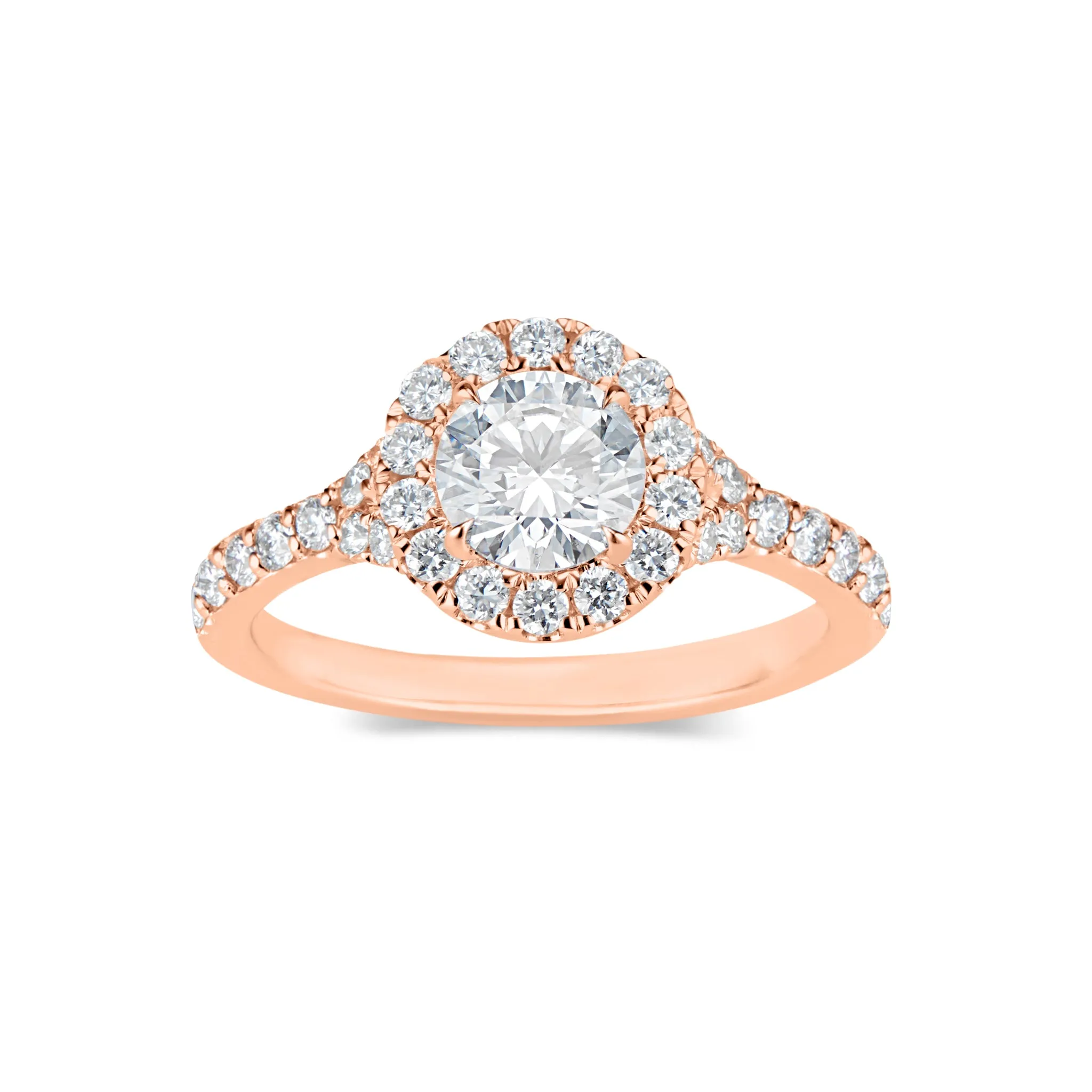 Round Halo Diamond Engagement Ring with Subtle Split Shank