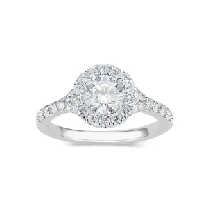 Round Halo Diamond Engagement Ring with Subtle Split Shank