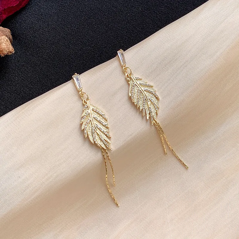 sale Alaina gold crystal paved leaf dangle earrings sale