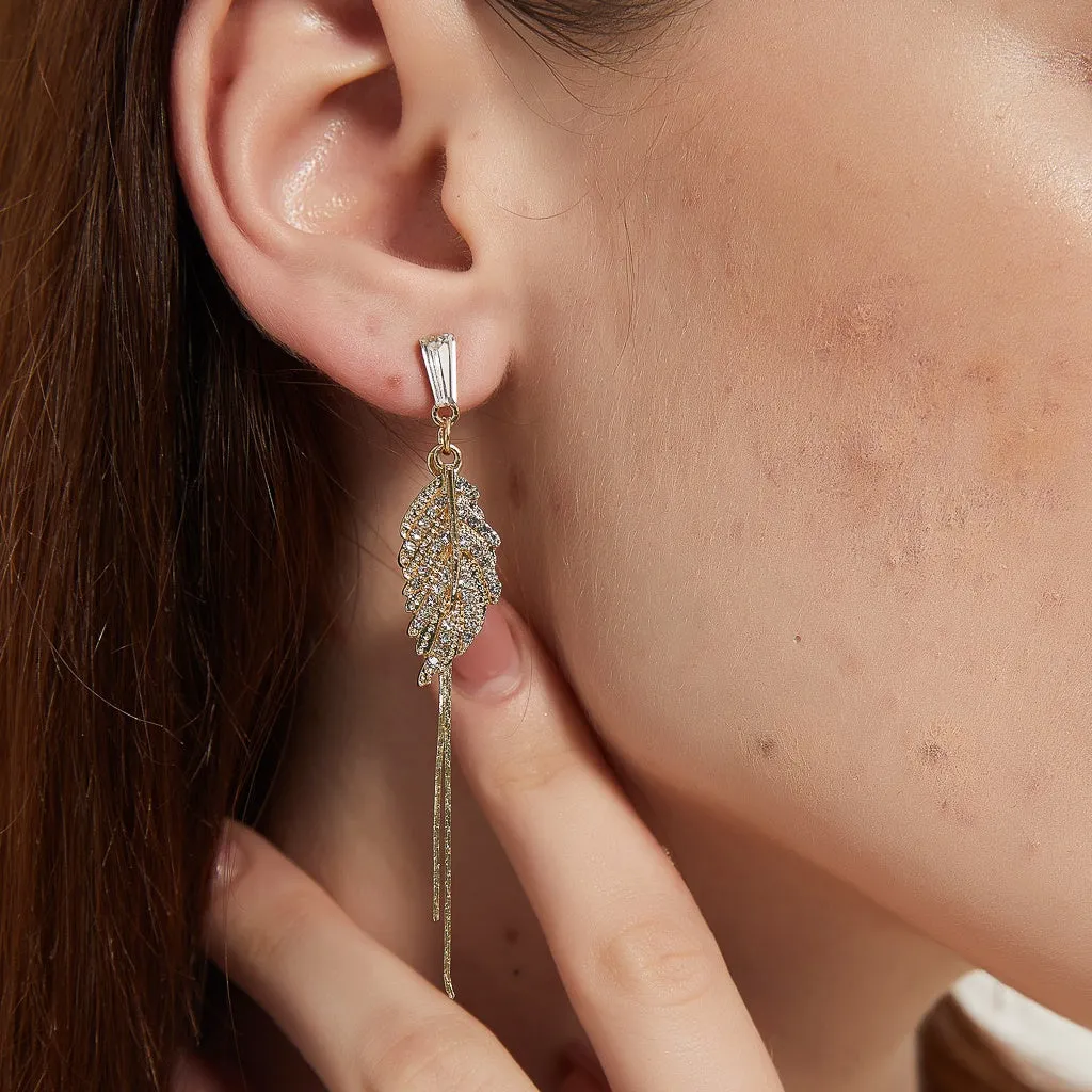 sale Alaina gold crystal paved leaf dangle earrings sale