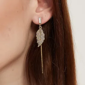 sale Alaina gold crystal paved leaf dangle earrings sale