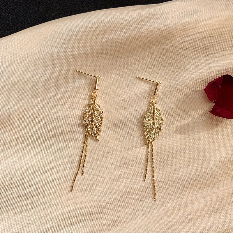 sale Alaina gold crystal paved leaf dangle earrings sale