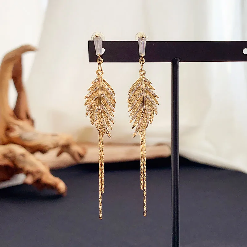 sale Alaina gold crystal paved leaf dangle earrings sale