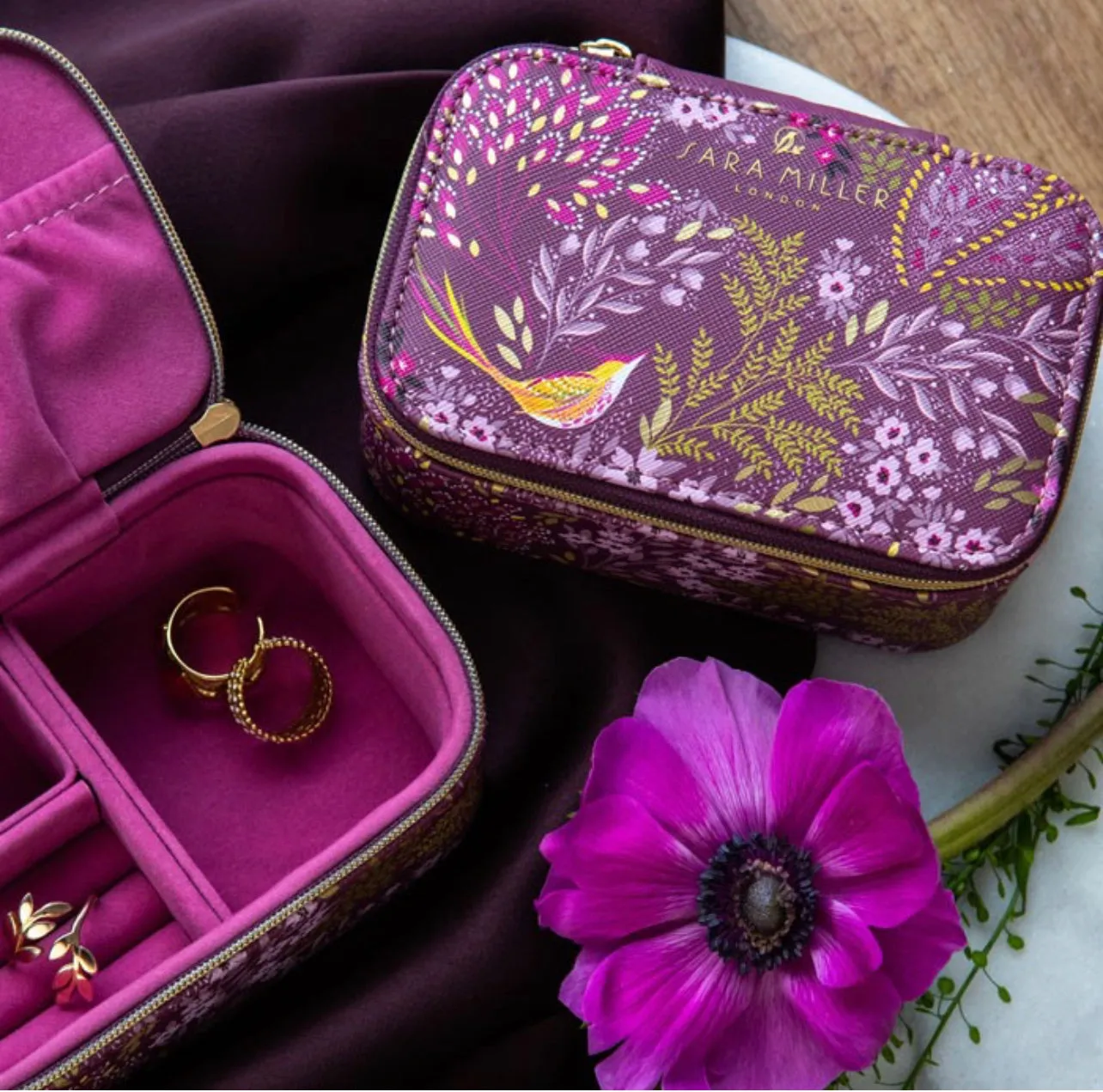 Sara Miller Plum Songbird Jewellery Case