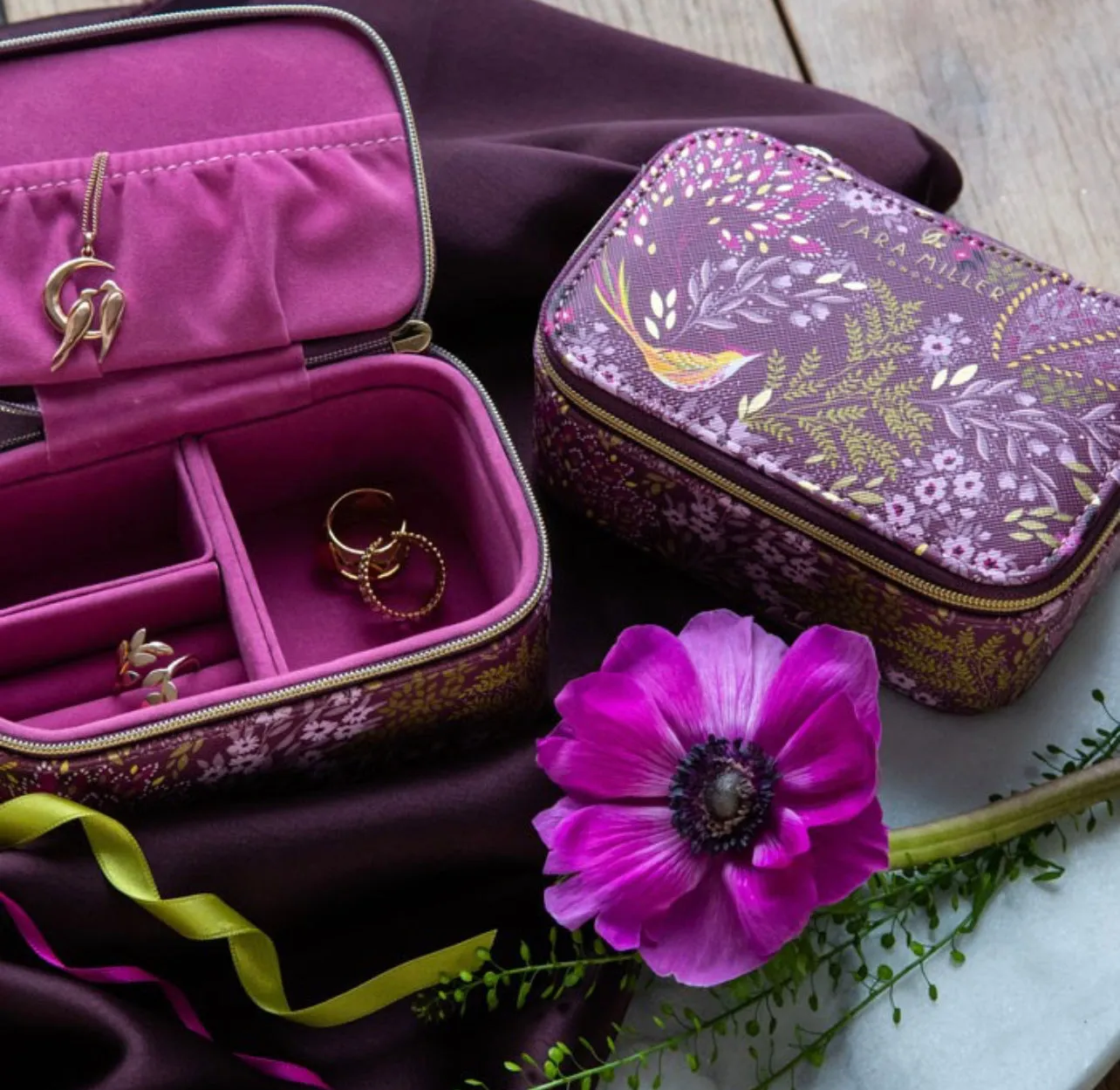 Sara Miller Plum Songbird Jewellery Case