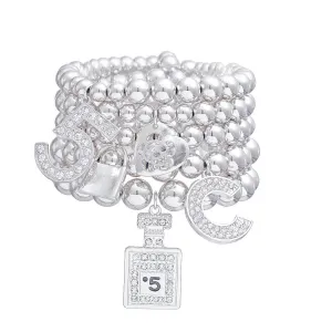Shiny Silver No. 5 Boutique Charm Bracelets