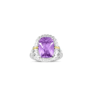 Silver & 18K Gold Amethyst Cocktail Ring