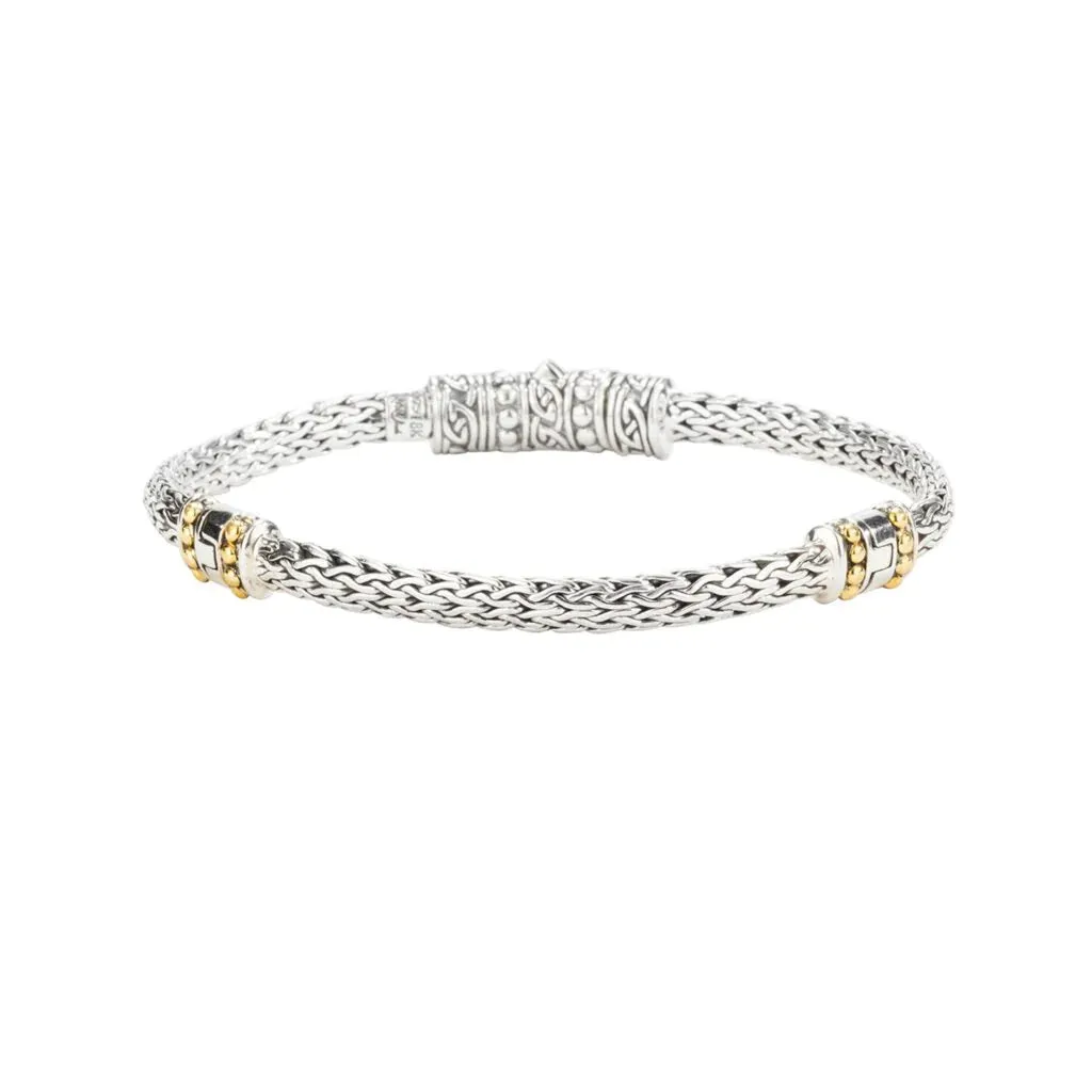 Silver And 18k Gold Dragon Weave Eternity Bracelet | Keith Jack