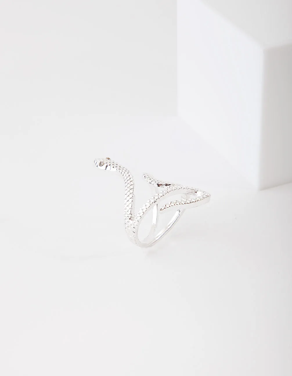 Silver Etched Snake Ring