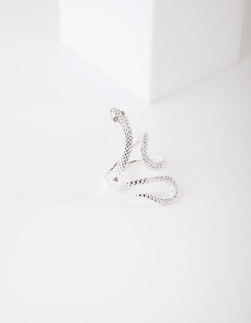 Silver Etched Snake Ring