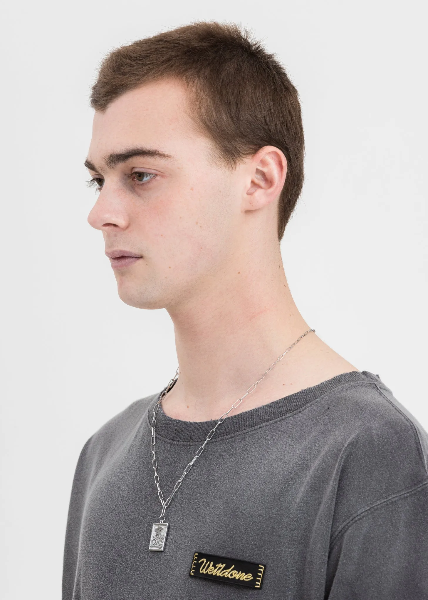 Silver 'LET'S RICH' Pendant Necklace