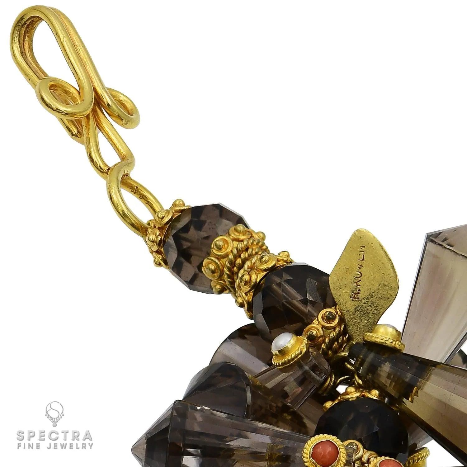 Smokey Topaz Beaded Necklace in 22k Gold