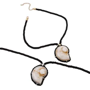 Snail Shell Black Rope Pendant