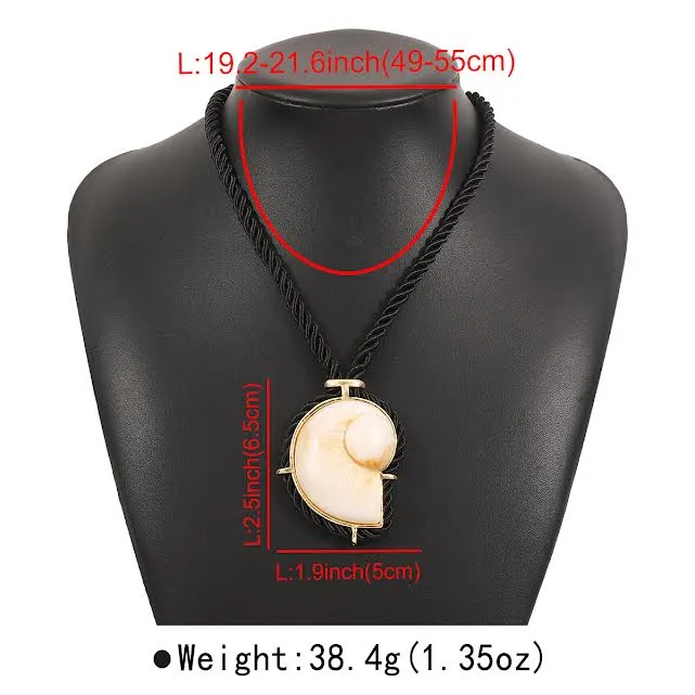 Snail Shell Black Rope Pendant