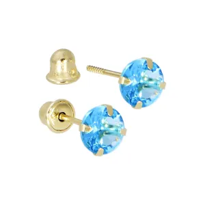 Solid 14kt Yellow Gold .47 Carat Cubic Zirconia DECEMBER Birthstone Earrings