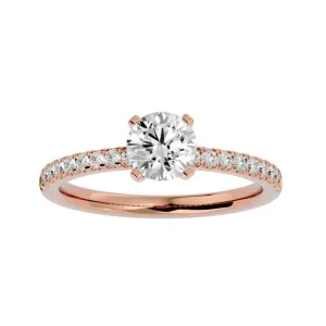 Solitaire Diamond Engagement Ring Simple Pave Setting