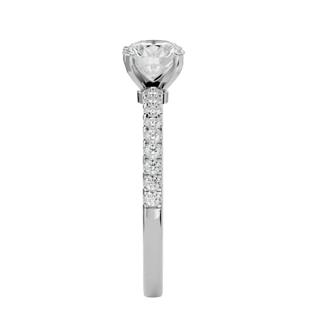 Solitaire Diamond Engagement Ring Simple Pave Setting