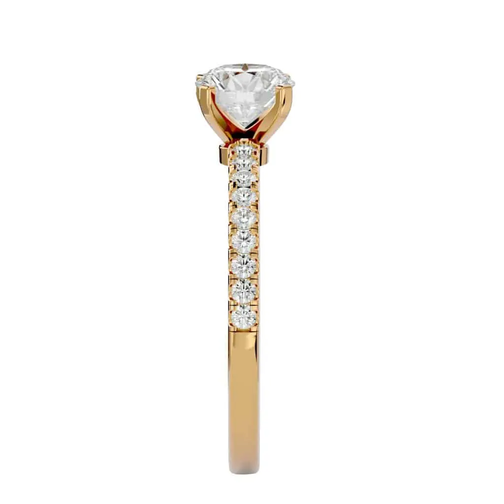 Solitaire Diamond Engagement Ring Simple Pave Setting
