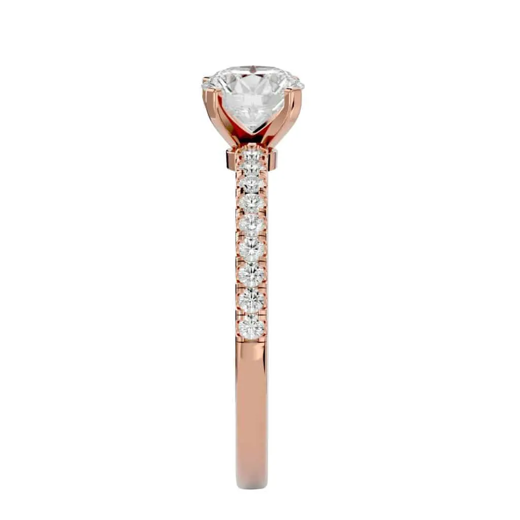 Solitaire Diamond Engagement Ring Simple Pave Setting