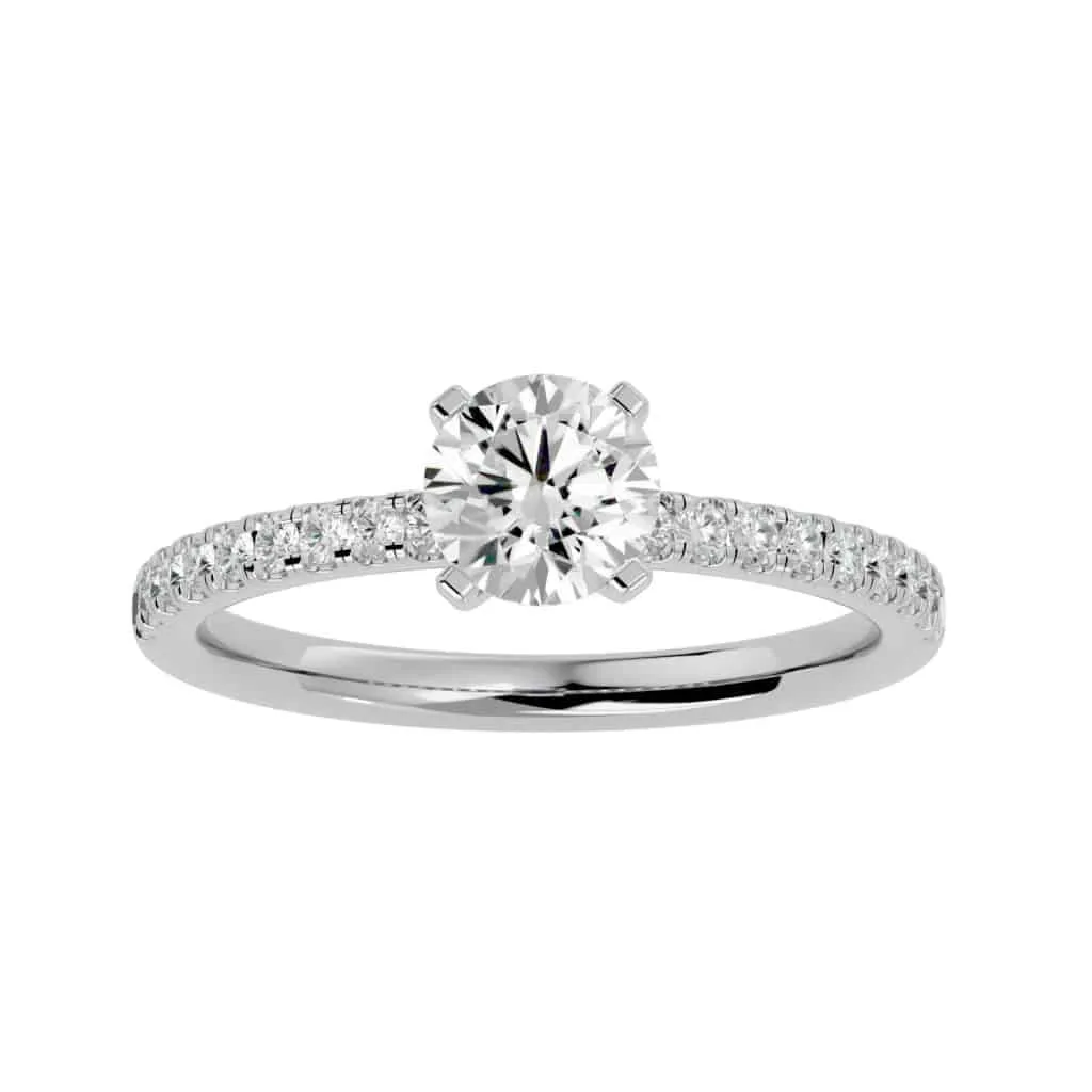 Solitaire Diamond Engagement Ring Simple Pave Setting