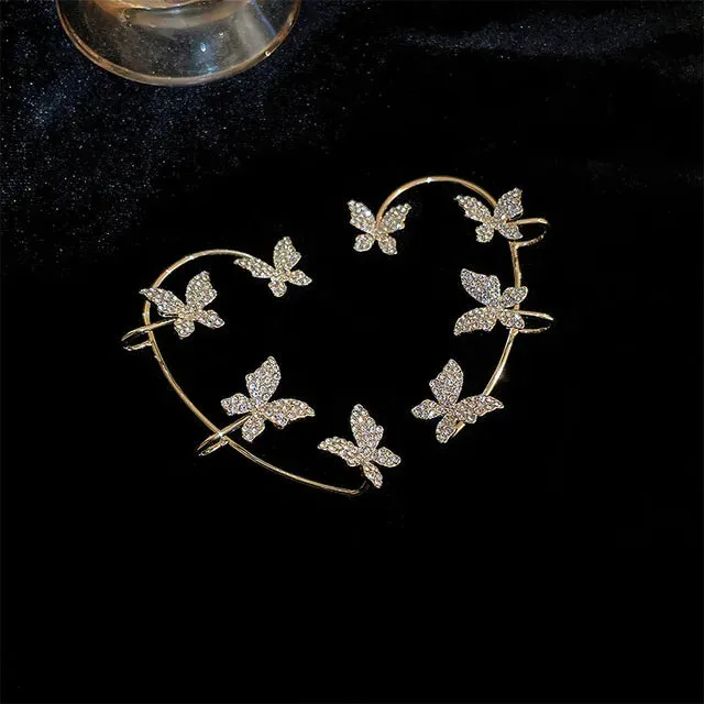 Sparkling Butterfly Ear Clips