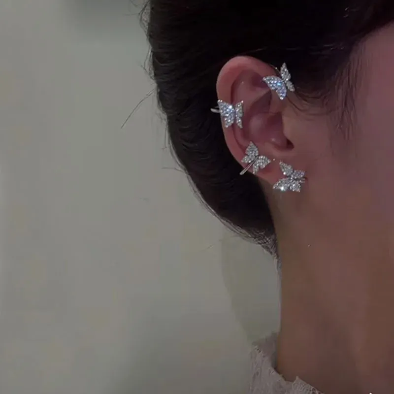 Sparkling Butterfly Ear Clips