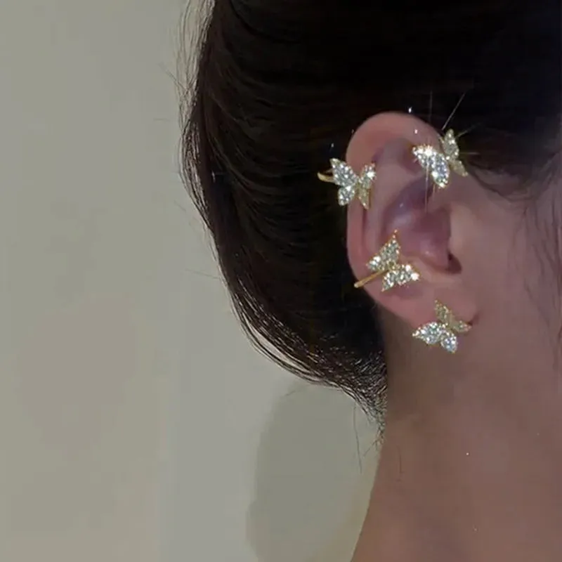Sparkling Butterfly Ear Clips