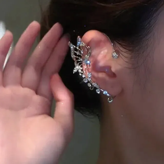 Sparkling Butterfly Ear Clips