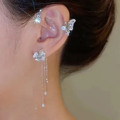 Sparkling Butterfly Ear Clips