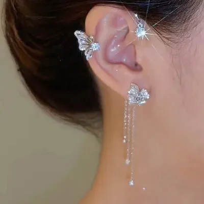 Sparkling Butterfly Ear Clips
