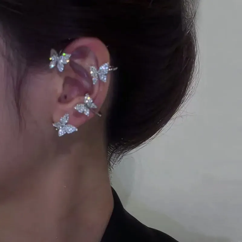 Sparkling Butterfly Ear Clips