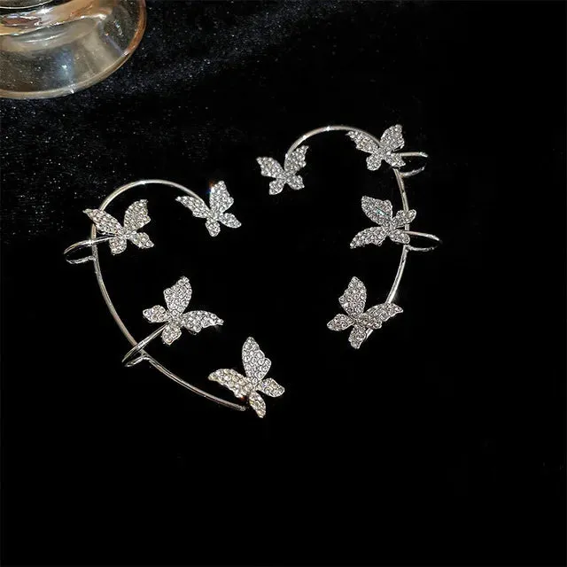 Sparkling Butterfly Ear Clips