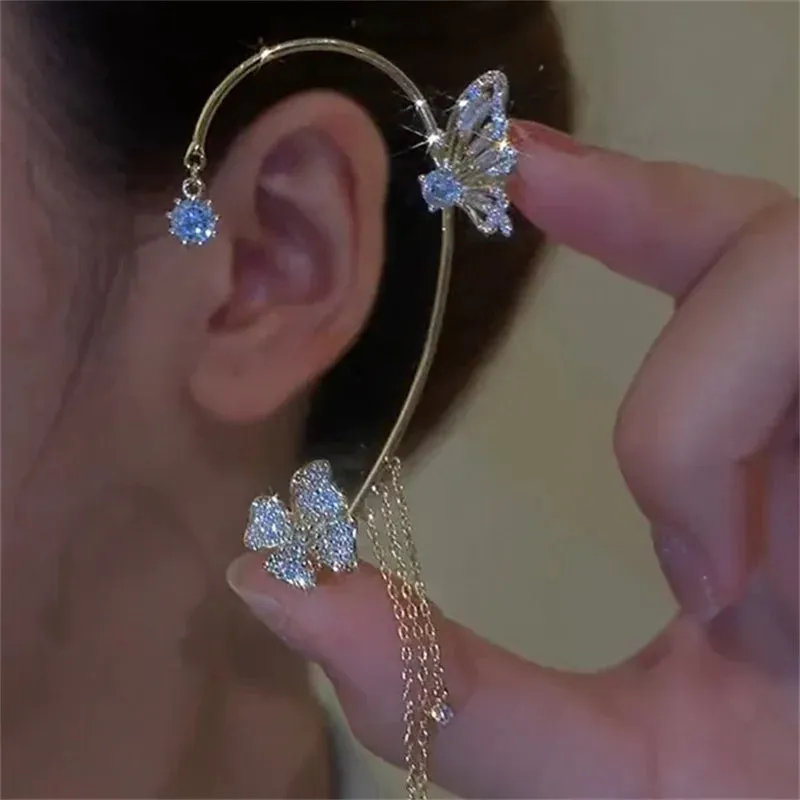 Sparkling Butterfly Ear Clips