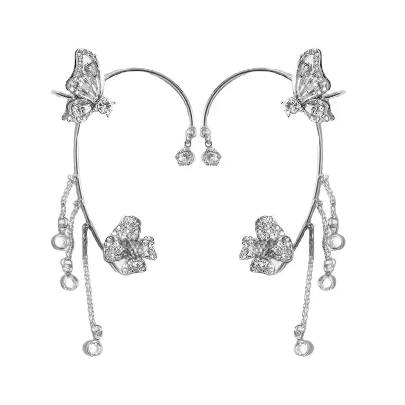 Sparkling Butterfly Ear Clips
