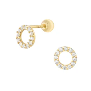 Sparkling Circle Piercing in Yellow Gold with Cubic Zirconia
