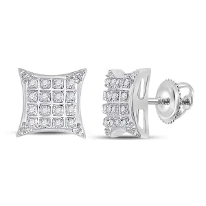Sparkling Diamond Kite Square Earrings in 10kt White Gold