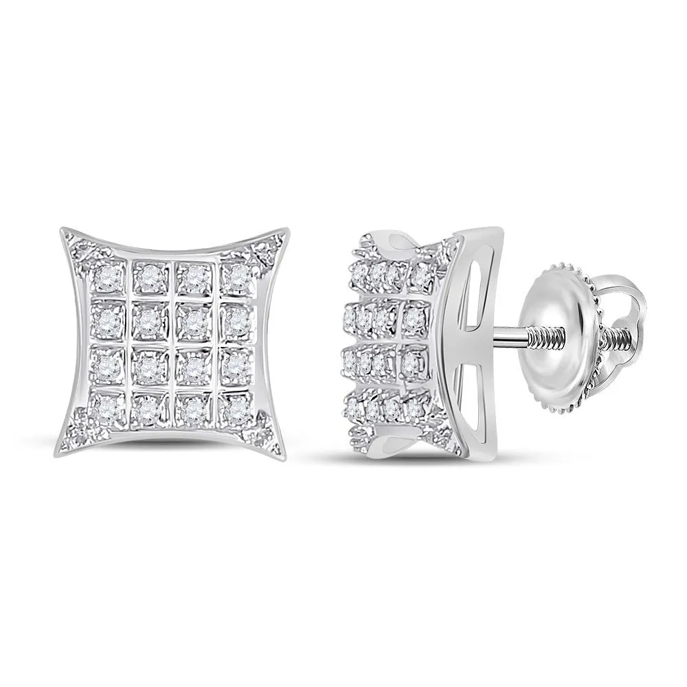 Sparkling Diamond Kite Square Earrings in 10kt White Gold