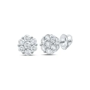 Sparkling Floral Diamond Cluster Earrings in 10kt White Gold