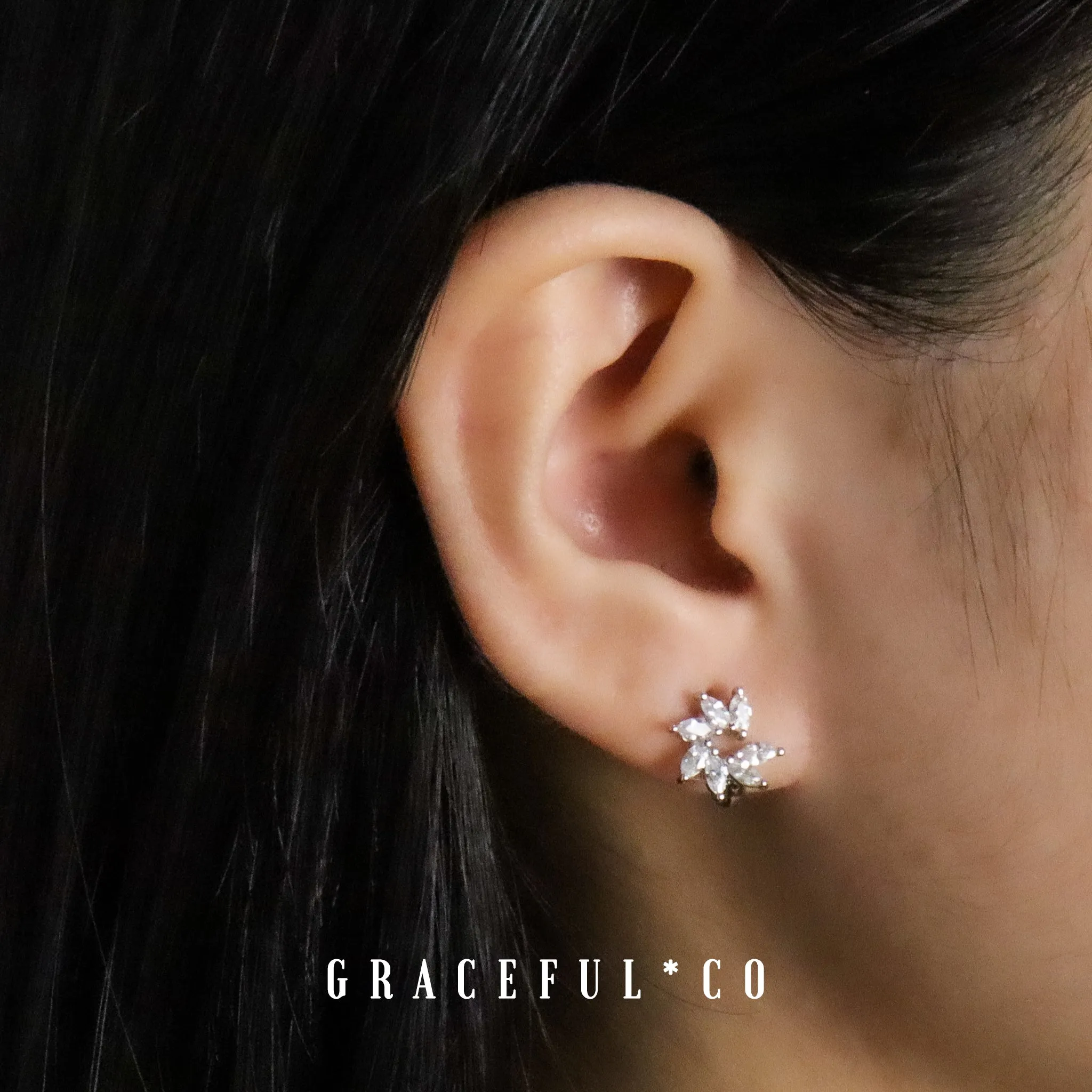 Sparkling Floral Huggie Earrings
