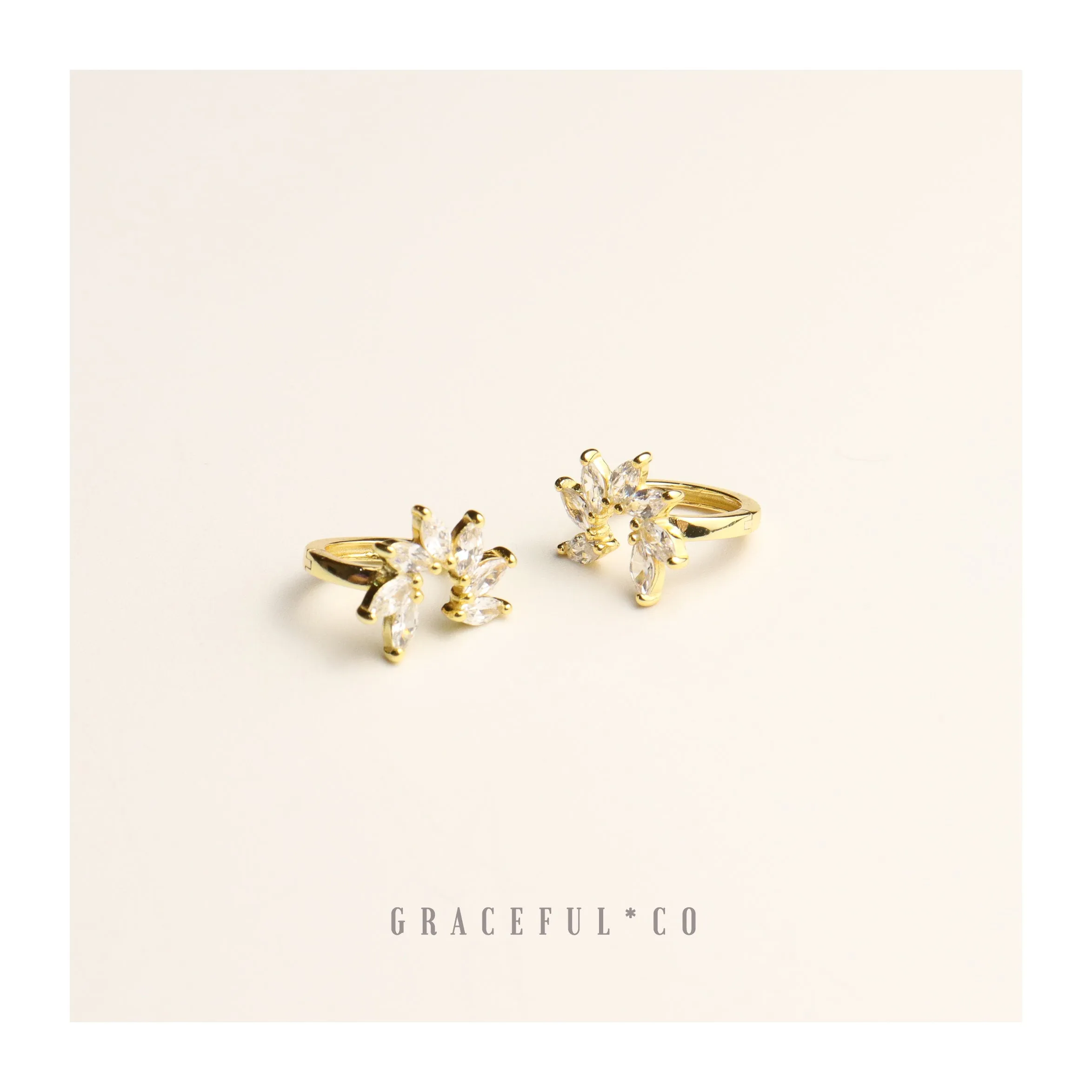 Sparkling Floral Huggie Earrings