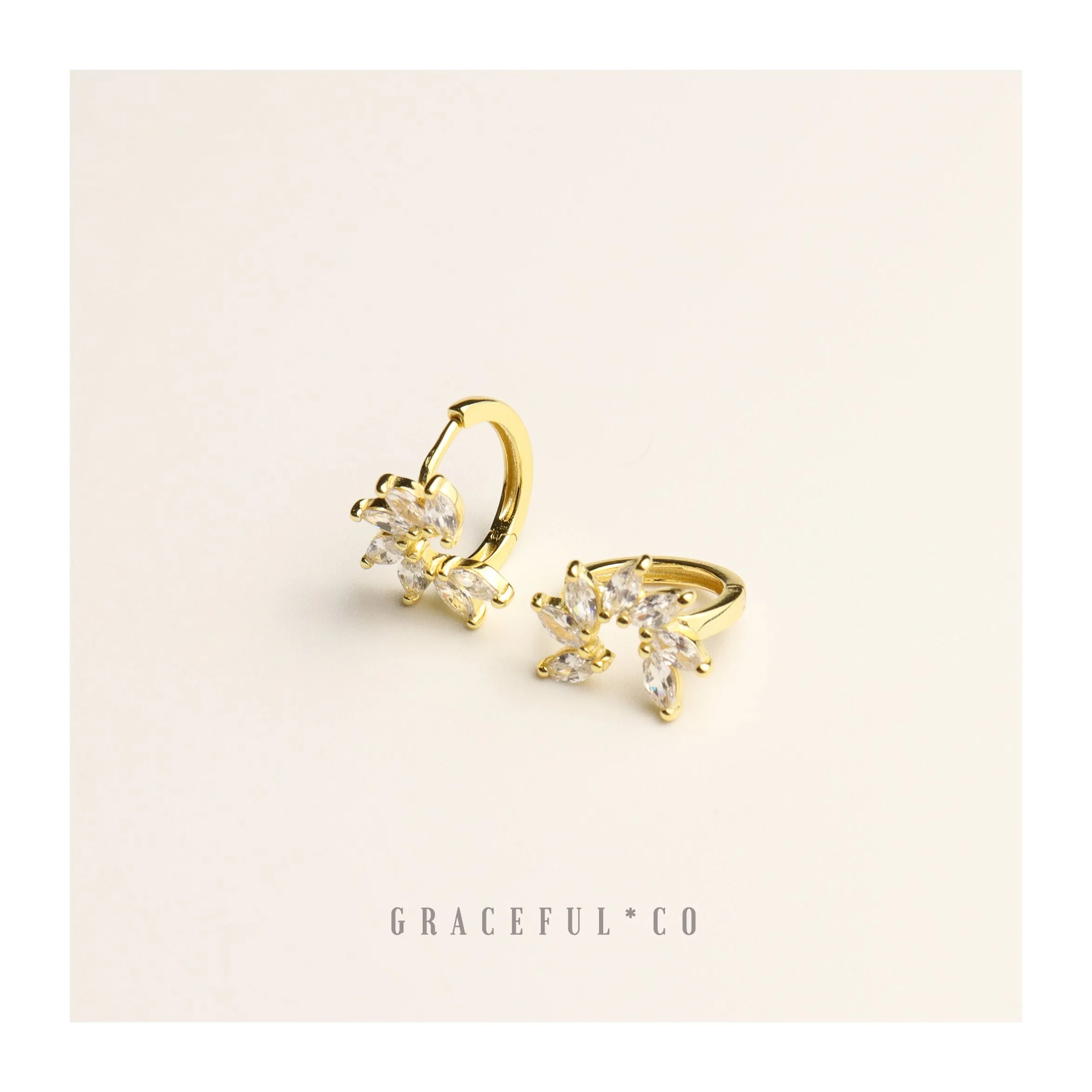 Sparkling Floral Huggie Earrings