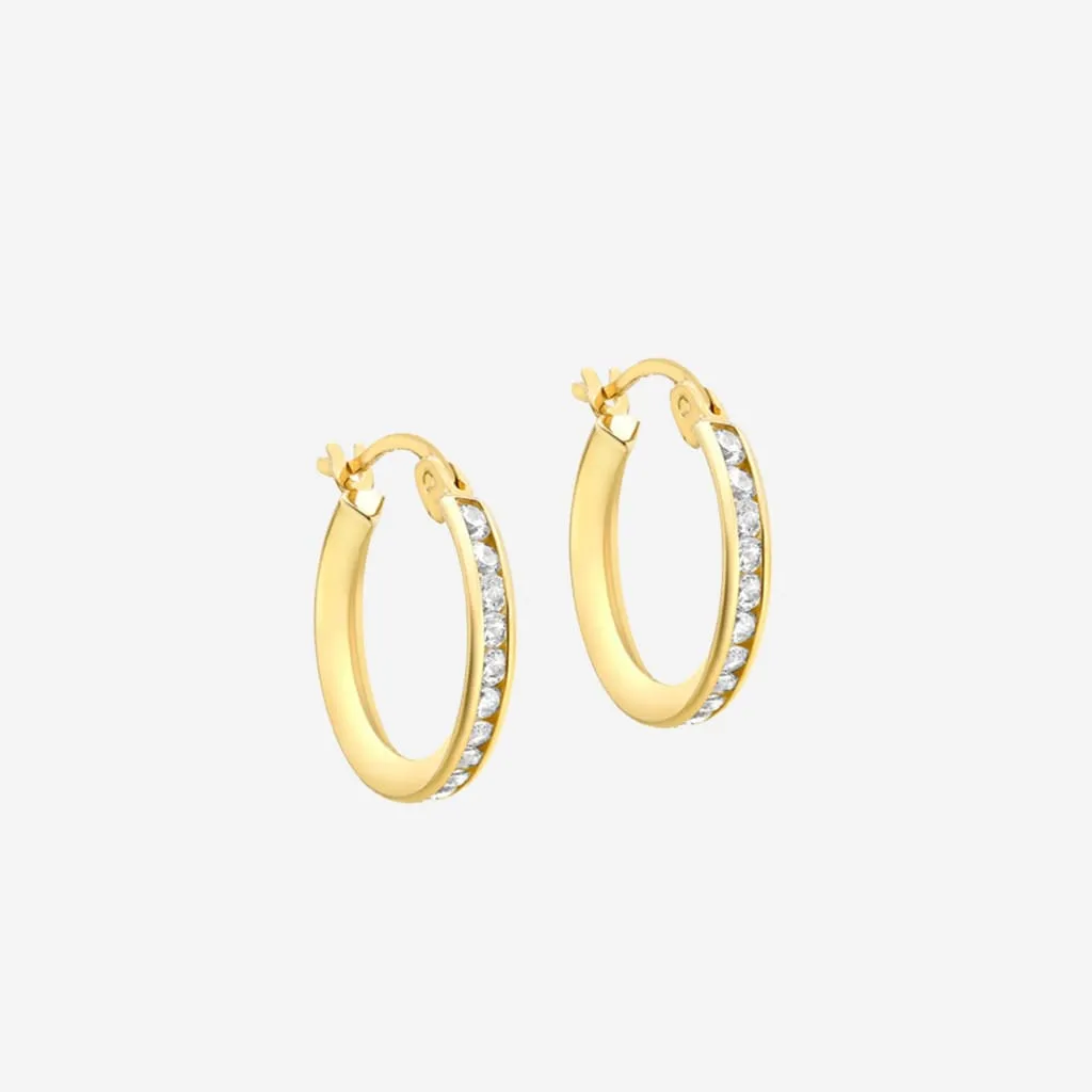 Sparkling Hoop Earrings - 16mm | 9ct Gold