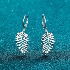 Sparkling Leaf Shape Moissanite Drop Earrings