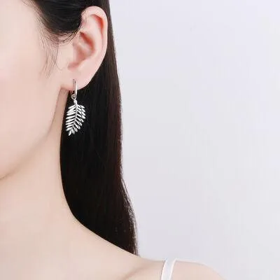 Sparkling Leaf Shape Moissanite Drop Earrings